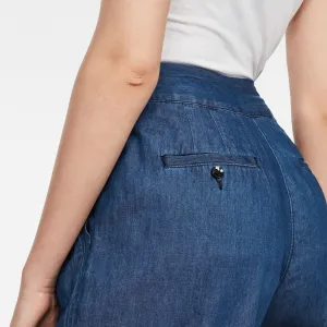 G-STAR Nohavice - Bristum pleated wide leg chino wmn modré