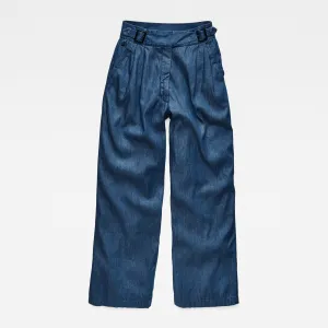G-STAR Nohavice - Bristum pleated wide leg chino wmn modré