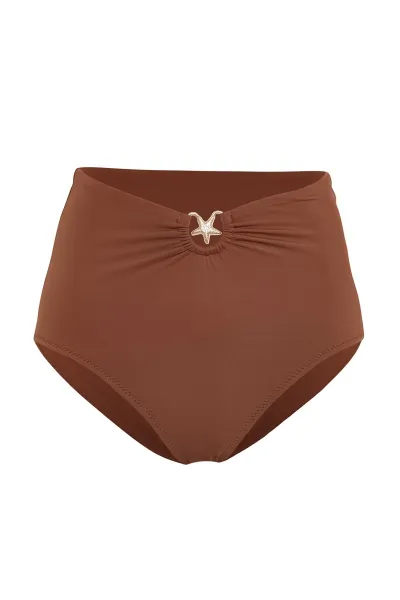 Trendyol Brown Premium Accessory High Waist Hipster Bikini Bottom