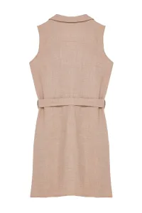 Trendyol Brown Belted Linen Look Mini Woven Shirt Dress