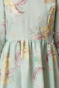 Trendyol Mint Floral Linen Look Woven Dress