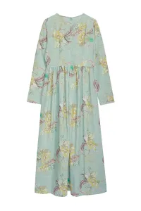 Trendyol Mint Floral Linen Look Woven Dress
