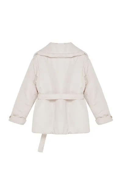 Trendyol Curve Ecru Regular Fit Wide Collar Waist Tie Detailed Coat