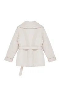 Trendyol Curve Ecru Regular Fit Wide Collar Waist Tie Detailed Coat