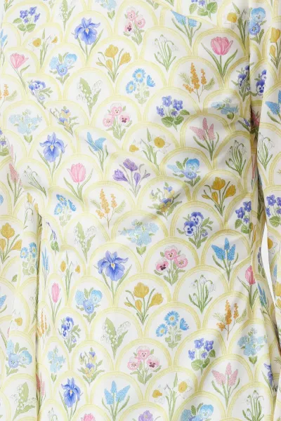 Trendyol Yellow Shawl Collar Floral Patterned Woven Evening Dress