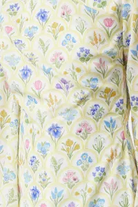 Trendyol Yellow Shawl Collar Floral Patterned Woven Evening Dress