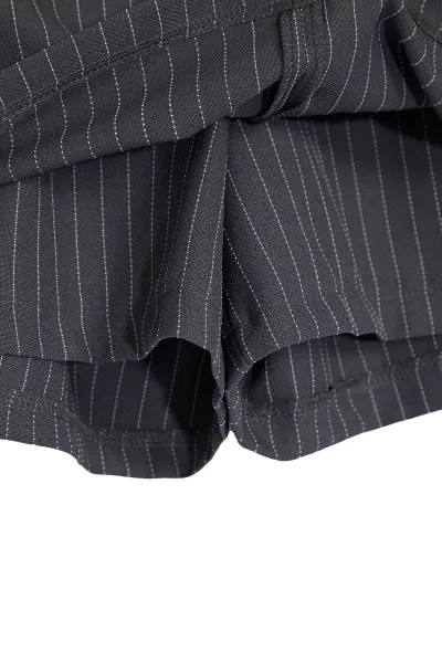 Trendyol Curve Anthracite Waist Belt Detailed Mini Striped Woven Shorts Skirt