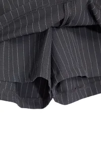 Trendyol Curve Anthracite Waist Belt Detailed Mini Striped Woven Shorts Skirt