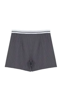 Trendyol Curve Anthracite Waist Belt Detailed Mini Striped Woven Shorts Skirt