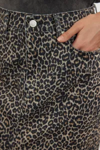 Trendyol Multicolored Leopard Patterned Brown Midi Denim Skirt