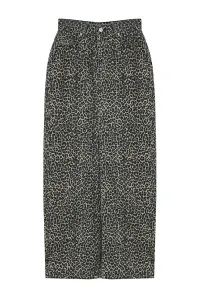 Trendyol Multicolored Leopard Patterned Brown Midi Denim Skirt