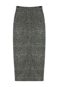 Trendyol Multicolored Leopard Patterned Brown Midi Denim Skirt