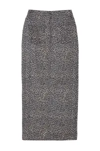 Trendyol Multicolored Leopard Patterned Brown Midi Denim Skirt