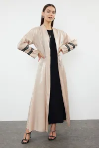 Trendyol Beige Embroidered Shiny Long Woven Cap & Abaya & Abaya