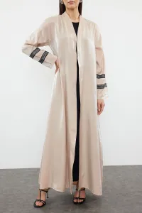 Trendyol Beige Embroidered Shiny Long Woven Cap & Abaya & Abaya