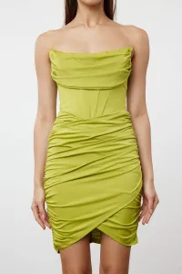 Trendyol Light Green Fitted Lined Corset Detailed Knitted Short Evening Dress Night Dress