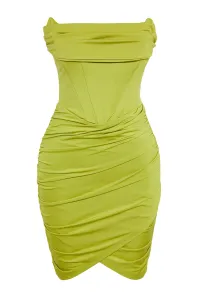 Trendyol Light Green Fitted Lined Corset Detailed Knitted Short Evening Dress Night Dress