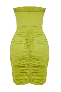 Trendyol Light Green Fitted Lined Corset Detailed Knitted Short Evening Dress Night Dress