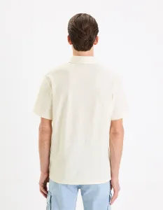 Krémové pánske polo tričko Celio Gebruma