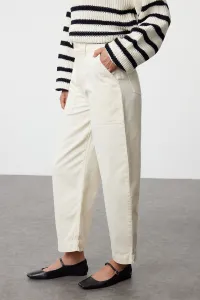 Trendyol Ecru Pocket Detailed High Waist Barrel Trousers