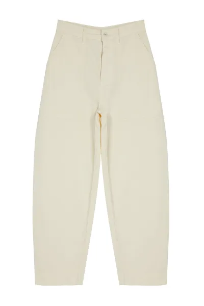 Trendyol Ecru Pocket Detailed High Waist Barrel Trousers