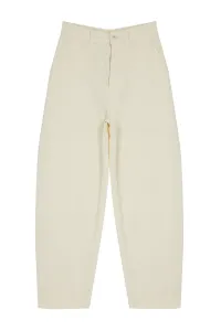 Trendyol Ecru Pocket Detailed High Waist Barrel Trousers