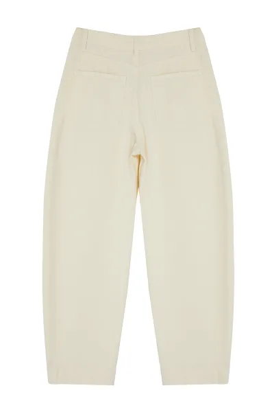Trendyol Ecru Pocket Detailed High Waist Barrel Trousers