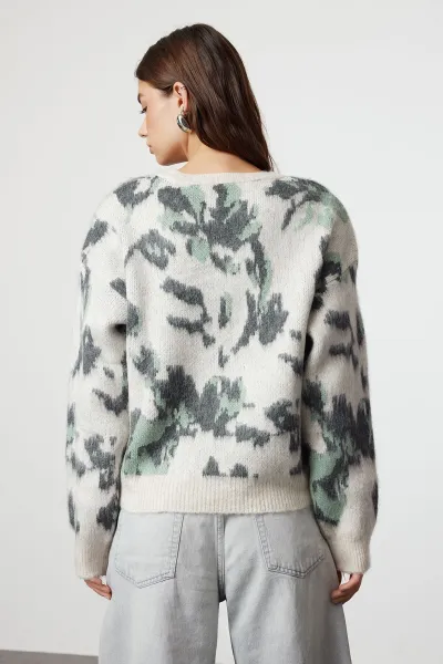 Trendyol Stone Soft Textured Crew Neck Knitwear Sweater