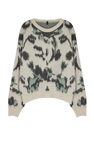 Trendyol Stone Soft Textured Crew Neck Knitwear Sweater