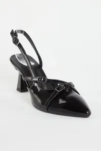 Trendyol Black Patent Leather Belt Buckle Detailed Women's High Heel Shoes TAXSS24TO00007