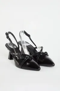 Trendyol Black Patent Leather Belt Buckle Detailed Women's High Heel Shoes TAXSS24TO00007
