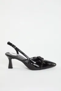 Trendyol Black Patent Leather Belt Buckle Detailed Women's High Heel Shoes TAXSS24TO00007