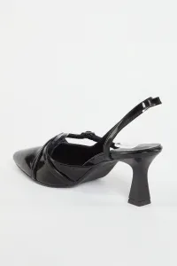 Trendyol Black Patent Leather Belt Buckle Detailed Women's High Heel Shoes TAXSS24TO00007