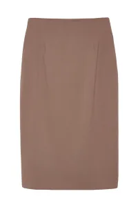 Trendyol Dark Beige Slit Detailed Ederli Fabric Midi Length Woven Skirt