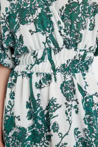 Trendyol Green Floral A-Line Double-Breasted Midi Woven Dress