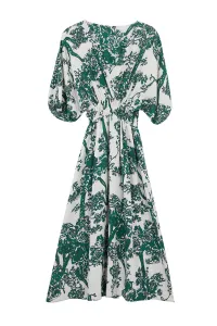 Trendyol Green Floral A-Line Double-Breasted Midi Woven Dress
