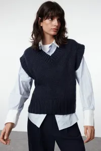 Trendyol Navy Blue Crop Soft Texture Knit Sweater