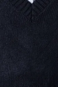Trendyol Navy Blue Crop Soft Texture Knit Sweater