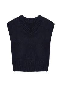 Trendyol Navy Blue Crop Soft Texture Knit Sweater