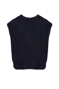 Trendyol Navy Blue Crop Soft Texture Knit Sweater