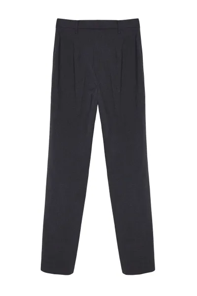 Trendyol Anthracite Ribbed Detailed Straight Cut Woven Fabric Trousers