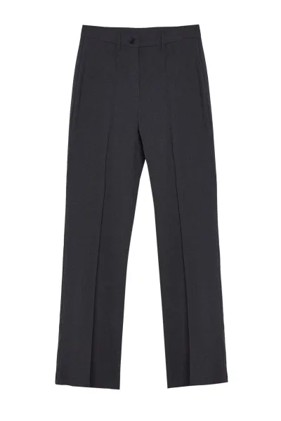 Trendyol Anthracite Ribbed Detailed Straight Cut Woven Fabric Trousers