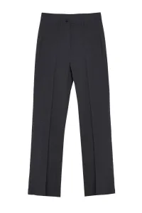 Trendyol Anthracite Ribbed Detailed Straight Cut Woven Fabric Trousers