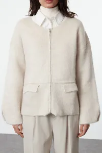 Trendyol Stone Soft Textured Coat Knitwear Cardigan
