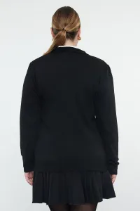Trendyol Curve Black Chain Detailed Pocket V-Neck Knitwear Cardigan