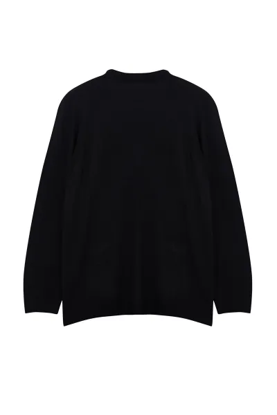 Trendyol Curve Black Chain Detailed Pocket V-Neck Knitwear Cardigan