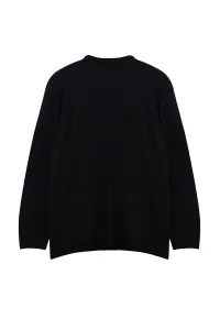 Trendyol Curve Black Chain Detailed Pocket V-Neck Knitwear Cardigan