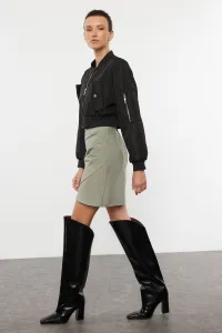Trendyol Khaki Ruffle Detailed Double Breasted Mini Woven Skirt