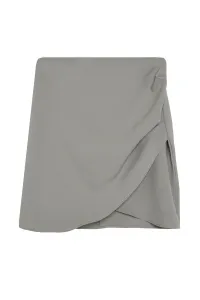 Trendyol Khaki Ruffle Detailed Double Breasted Mini Woven Skirt