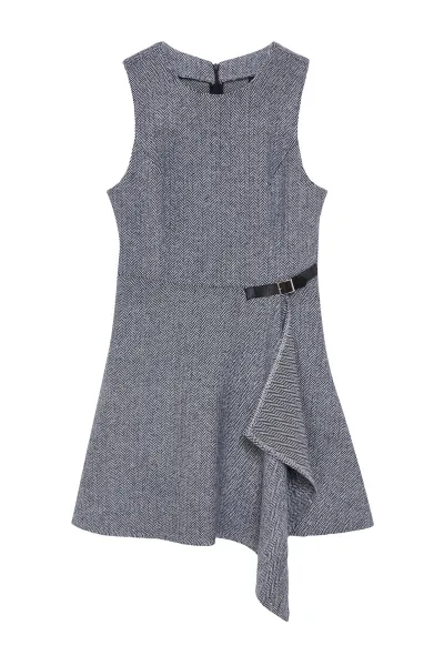 Trendyol Light Gray A-Line Skirt Asymmetric Mini Woven Dress